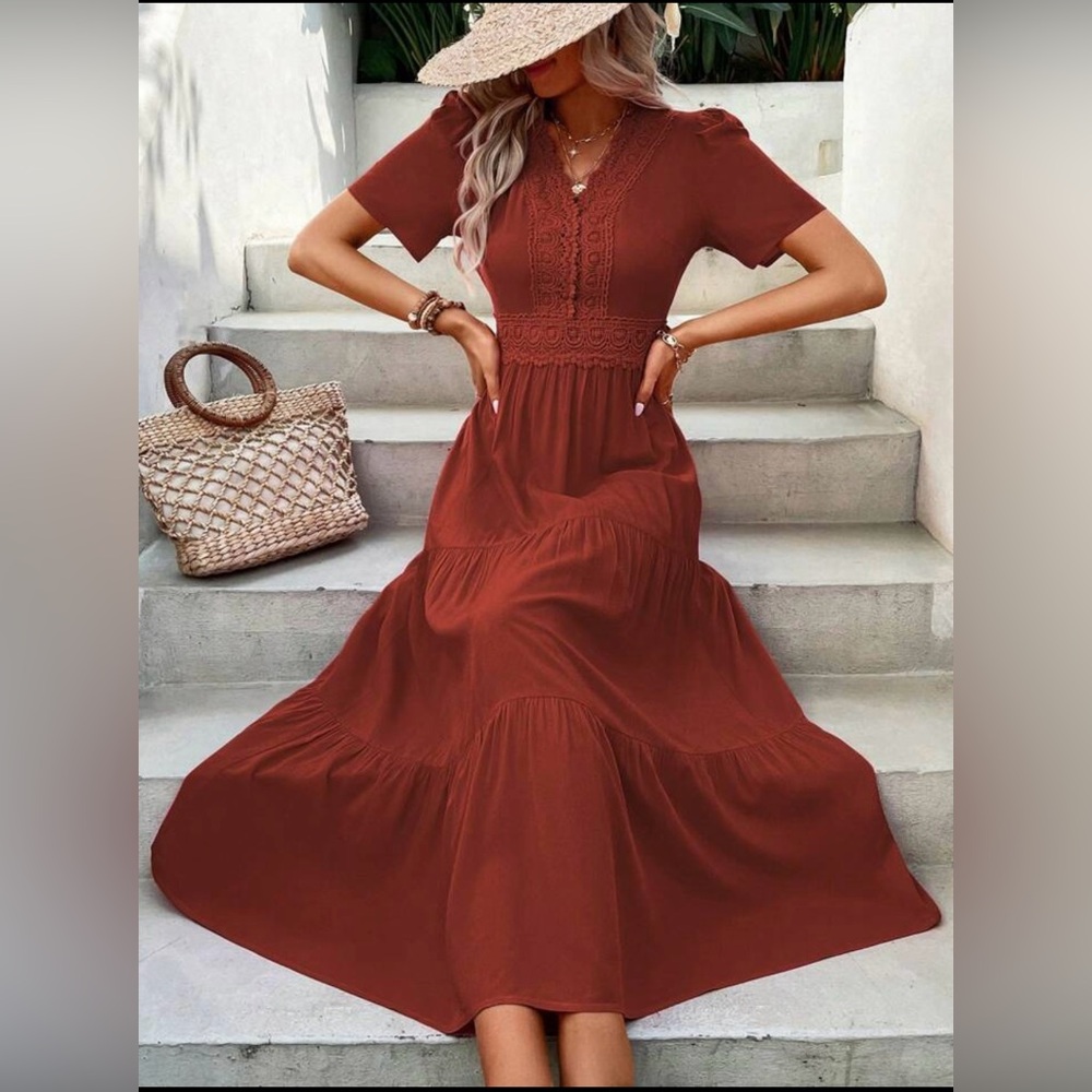 Shein orange maxi dress in size medium